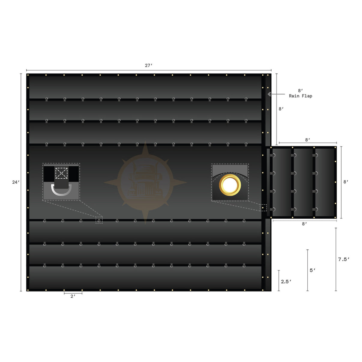 24 ft x 27 ft PVC Mesh Bee Hauling Tarp – Multi Color, 8 ft Drop