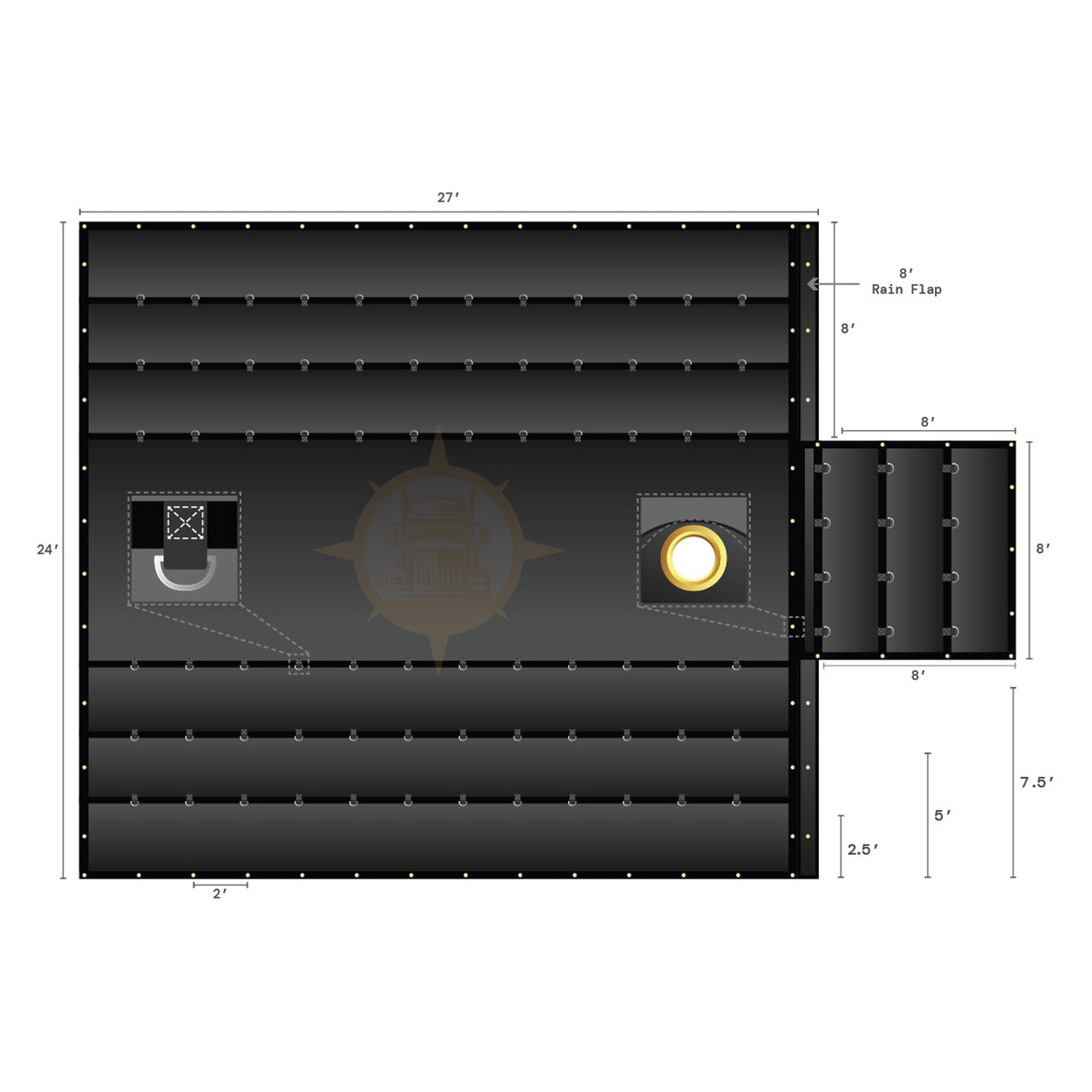 24 ft x 27 ft PVC Mesh Bee Hauling Tarp – Multi Color, 8 ft Drop