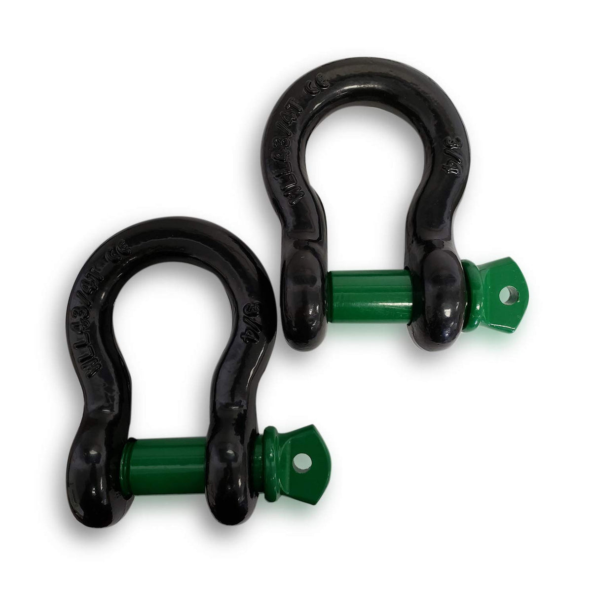 Heavy-Duty D-Ring Shackles 3/4" with 7/8" Black Shackle & Green Pin