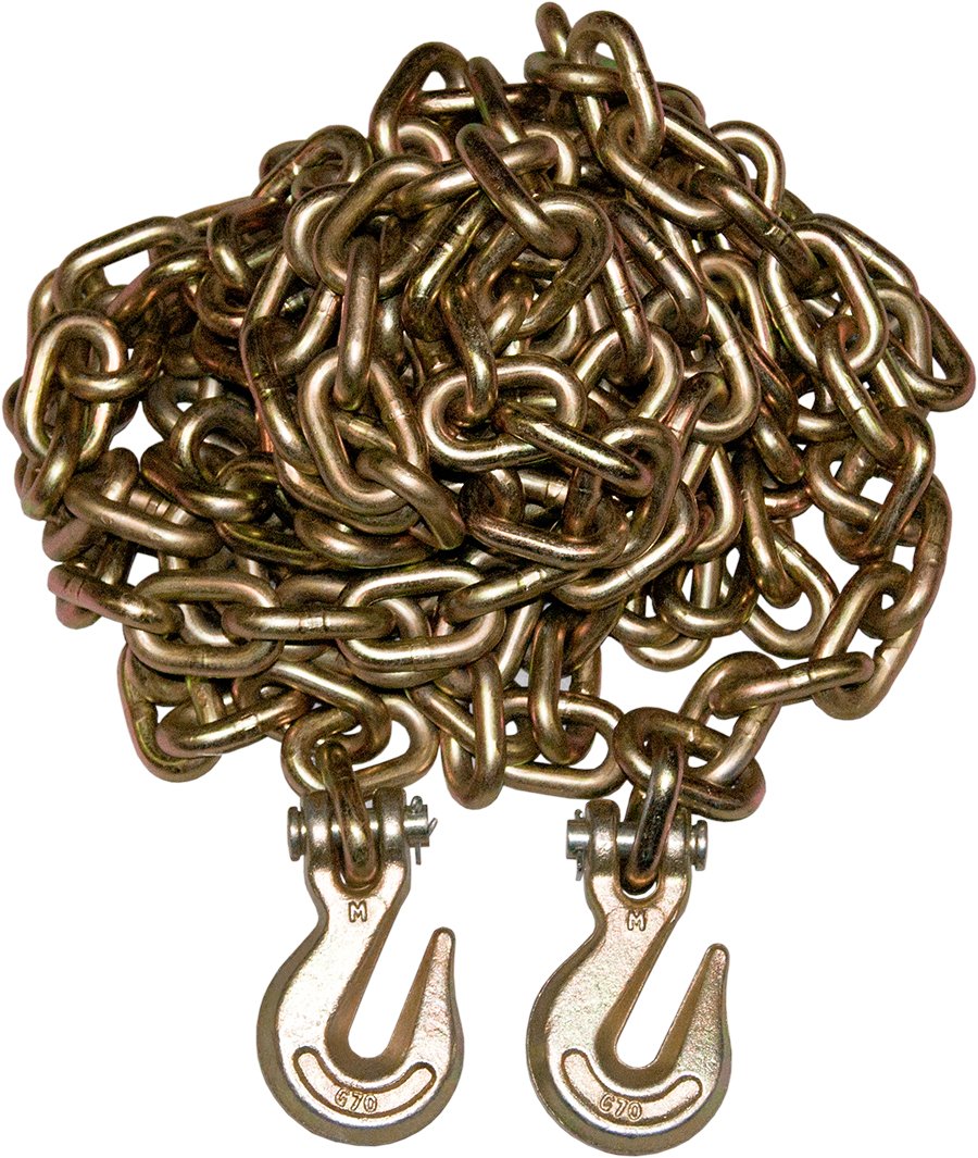G70 Transport Chain with Clevis Grab Hooks 3/8" x 20'