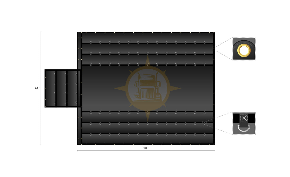 8' Drop 3 Piece Set Tarps – Lightweight 14oz Vinyl Cargo Protection