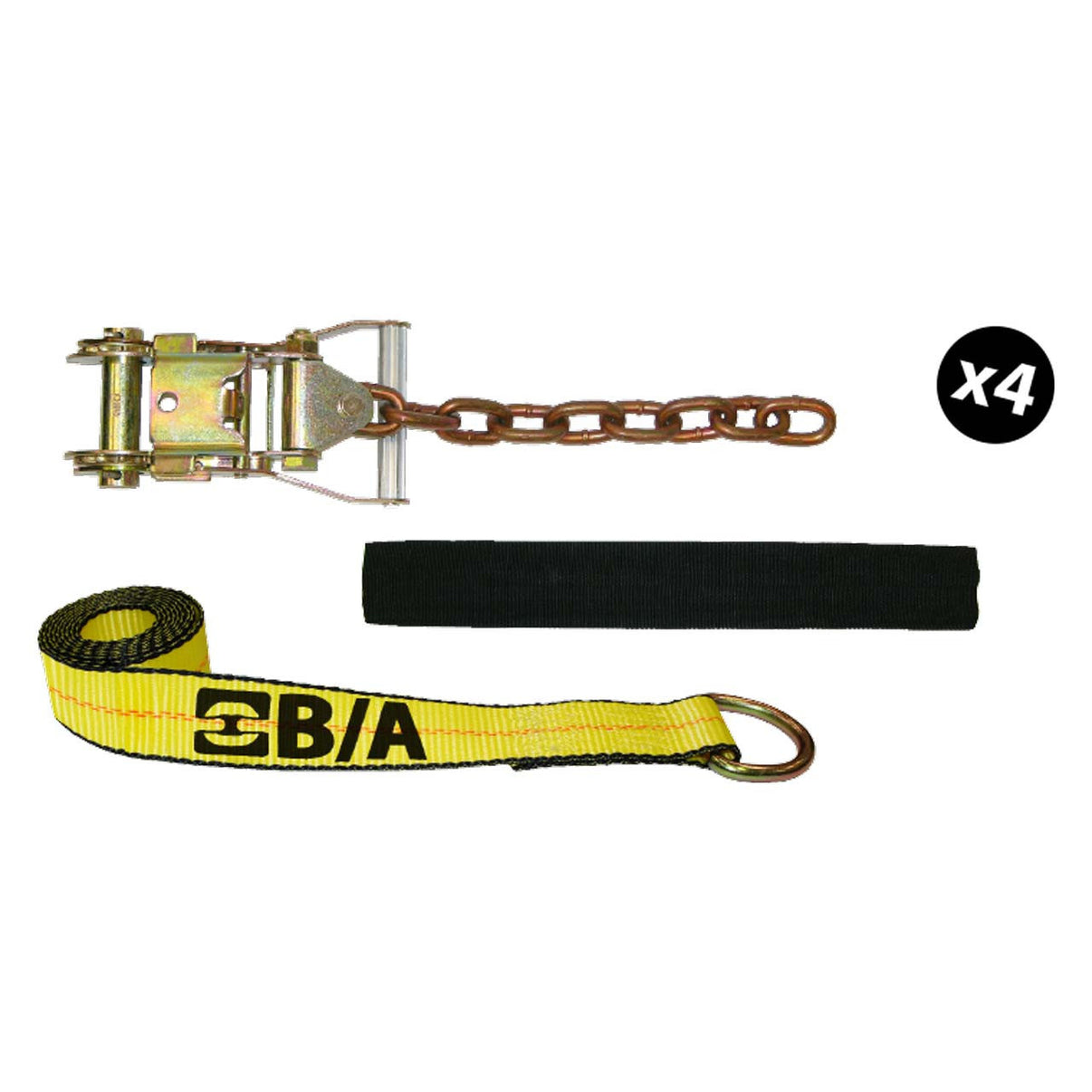 2" x 12' Soft Tie-Down Kit w/Ratchet Chain Lasso Straps (B/A Products Co. - 38-KITD12)