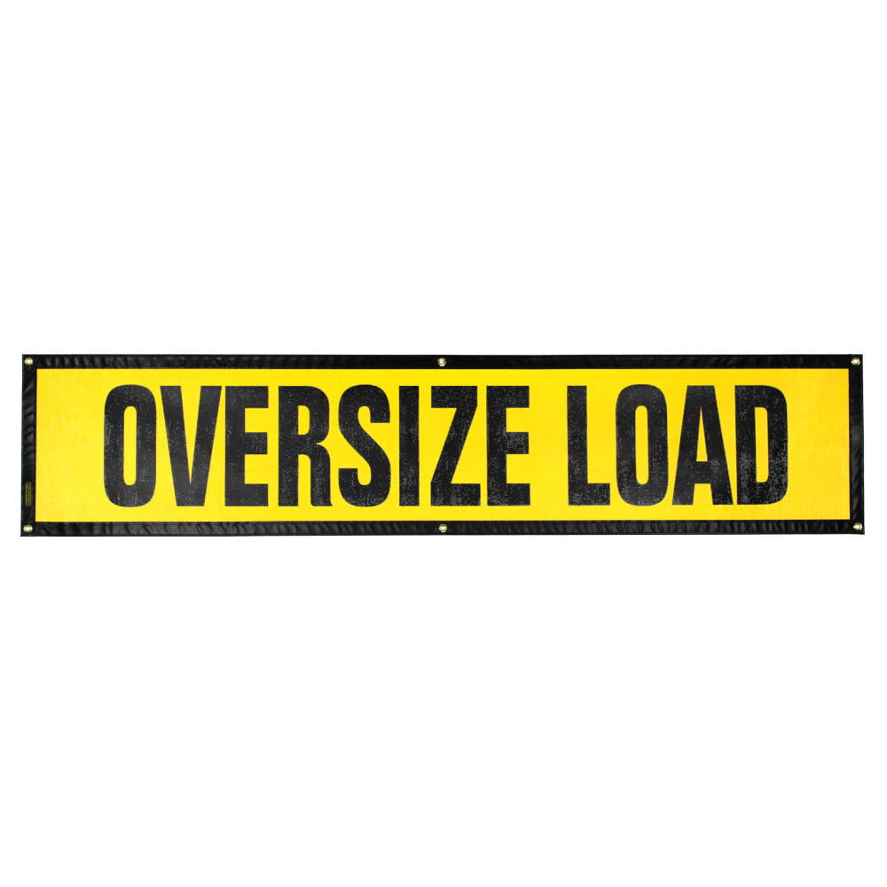 Grommet Oversize Load Sign 18" x 84" Mounted on Flatbed Truck