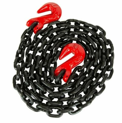 G80 Cargo Chain with Clevis Grab Hooks 3/8" x 10'